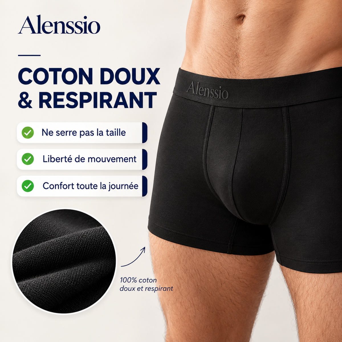 Boxer Alenssio Coton Confort - Lot de 3 Boxers Homme Doux et Respirants