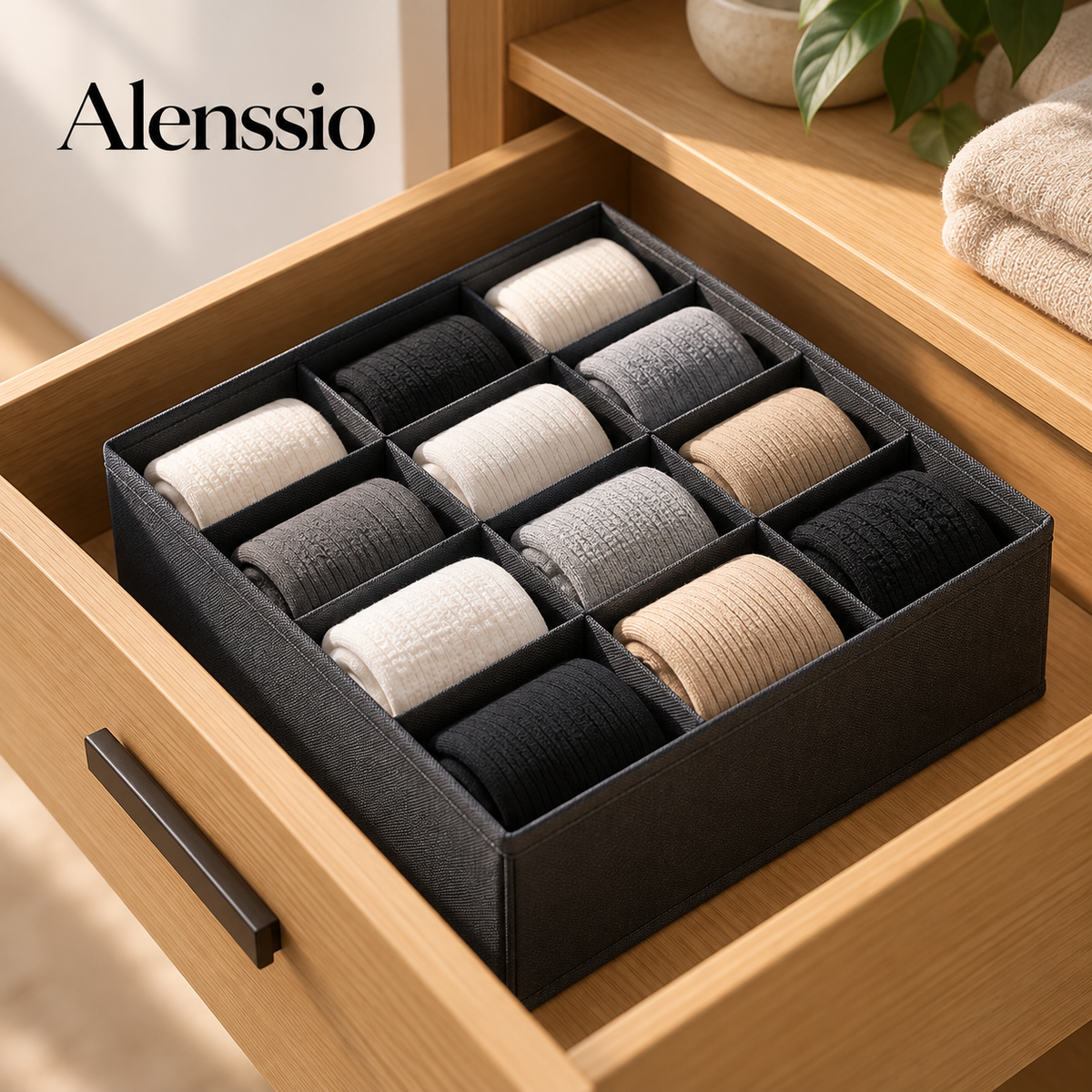Lot d'Organiseurs de Rangement Pliables en Tissu - Gris